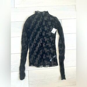 FP Movement by Free People Lux Layering Top - Black Lace (Size Small)